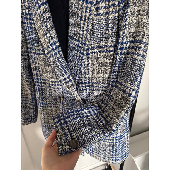 Zara Blazer Plaid Pronounced Shoulders Double Breasted XS - Picture 3 of 3